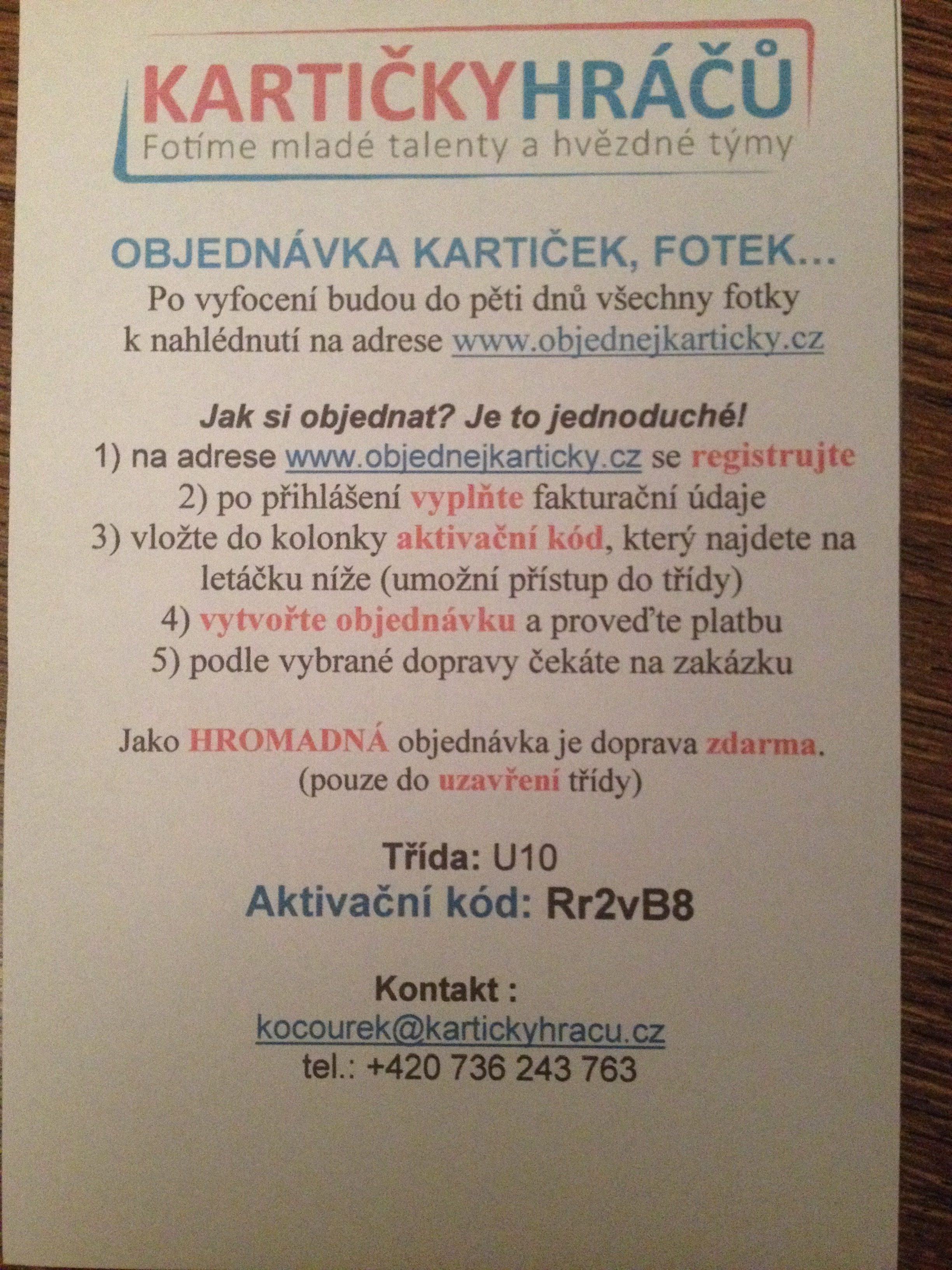 Kartičky hráčů - info